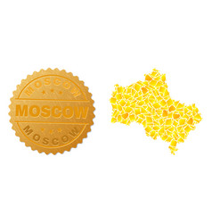 Moscow Region Map Collage Of Gold Items