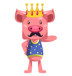 Pig Is King On White Background