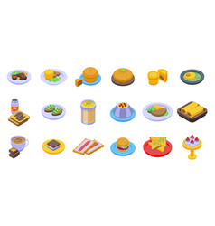 Australian Cuisine Icons Set Isometric