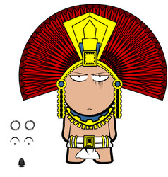 Funny Aztec Kid Mexican God Cartoon Set