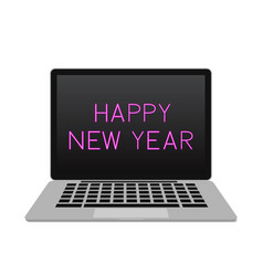 Happy New Year On Laptop Screen Holidays Bright