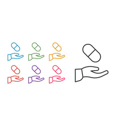 Set Line Medical Prescription Icon Isolated