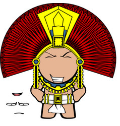 Aztec Kid Mexican God Cartoon Set