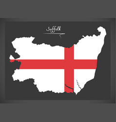 Suffolk Map England Uk With English National Flag