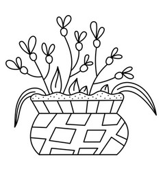 Abstract Flowers In A Pot Doodle Black And White