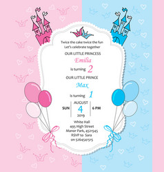 Baby Girl And Boy Royal Birthday Invitation