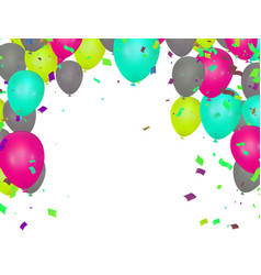 Colored Balloons And Confetti On White Background