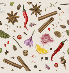 Seamless Pattern With Hand Draw Spices