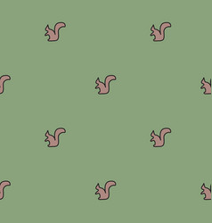 Squirrel Seamless Pattern On Green Background