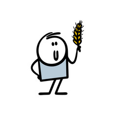 Stickman Agronomist Proudly Holds An Ear Of Wheat