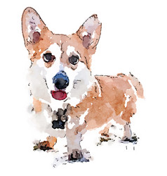 Watercolor Style Dog Corgi