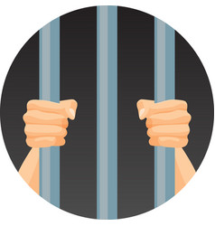 Hands holding prison bars Royalty Free Vector Image