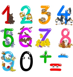 Numbers with cartoon animals Royalty Free Vector Image