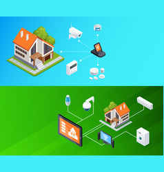 Smart home automation isometric infographic poster