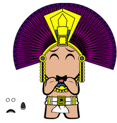 Cute Aztec Kid Mexican God Cartoon Set