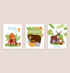 Forest Design Set Cute Bear