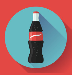 Soda Bottle With Red Lable Flat Icon