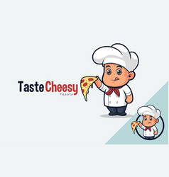 Cute Pizza Chef Holding A Slice