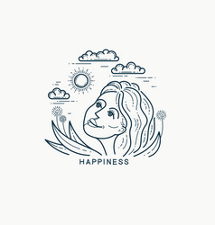 Emotion Of Happiness Concept Drawing A Woman