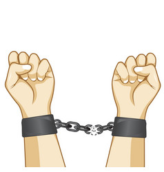 Hands Breaking Steel Shackles Chain Concept