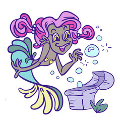 Happy Pink Hair Mermaid Treasure