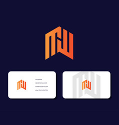 Letter M W Logo Design With Business Card