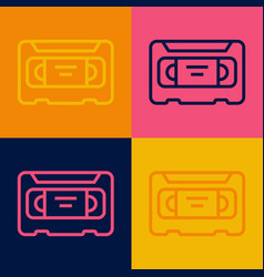 Pop Art Line Vhs Video Cassette Tape Icon Isolated