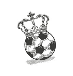 Soccer Ball With Crown Vintage Engraving Drawing