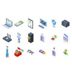 Vpn Icons Set Isometric Protect Shield