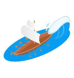 Ancient Sailboat Icon Isometric Style