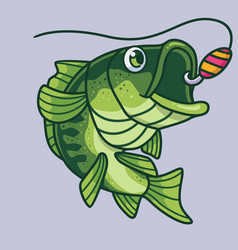 Cute Fishing Sport Bass Fish Isolated Cartoon