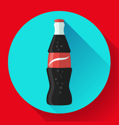 Soda Bottle With Red Lable Flat Icon