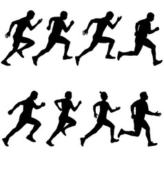 Set Of Silhouettes Runners On Sprint Men