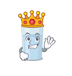 A Wise King Glass Water Mascot With Gold Crown