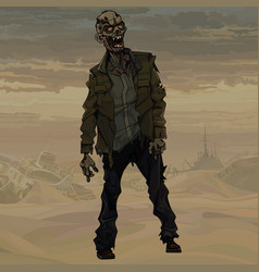 Cartoon Zombie Man In Torn Clothes Standing