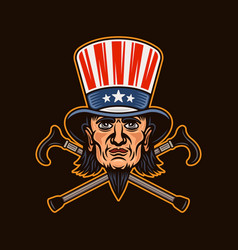 Uncle Sam Head Man In Cylinder Hat