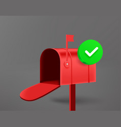 Opened Postage Box With Green Checkmark 3d Icon