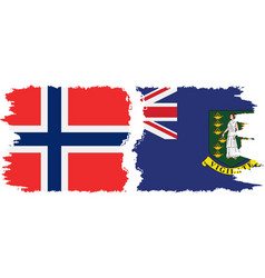 British Virgin Islands And Norwegian Grunge Flags