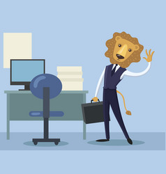 Lion Character In Office Clothes Flat