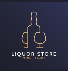 Liquor Store Logo Bottle Whiskey Rum Or Brandy