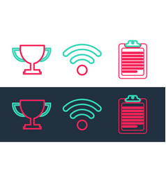 Set Line Clipboard With Document Trophy Cup And