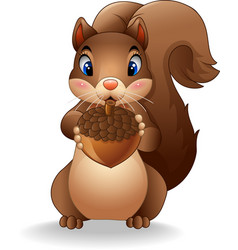 Cartoon Funny Squirrel Holding Pinecone