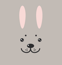 Funny Bunny Hare Rabbit Face On Gray Background