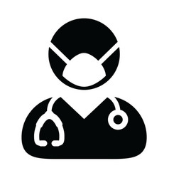 Nurse Icon With Face Mask Male Person Profile