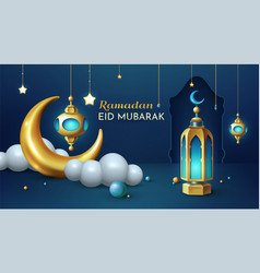 Ramadan Banner Eid Mubarak Poster 3d Night Moon