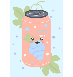 Soda Can Grape Flavor Beverage Kawaii Aluminum