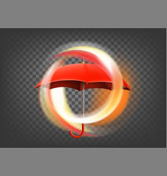 Flaming Red Umbrella Icon Isolated