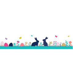 Happy Easter Border With Flower And Rabbit