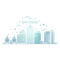 Linear San Diego City Skyline Background