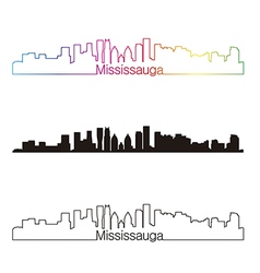 Mississauga Skyline Linear Style With Rainbow